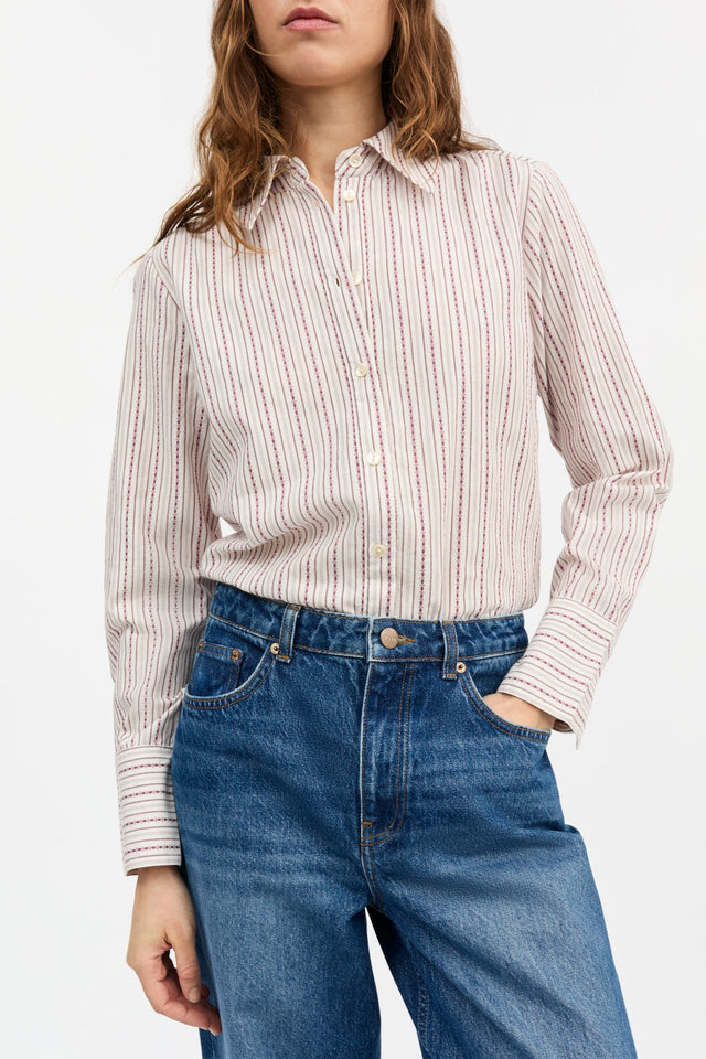 Skall Studio | FAUNA Shirt | Raspberry/Cream stripe