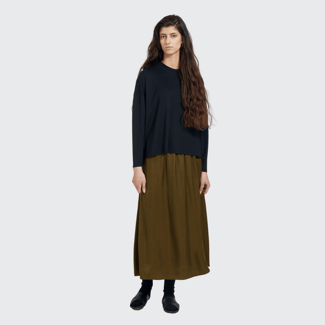 MASKA | Ria Cupro Skirt | Lizard Green