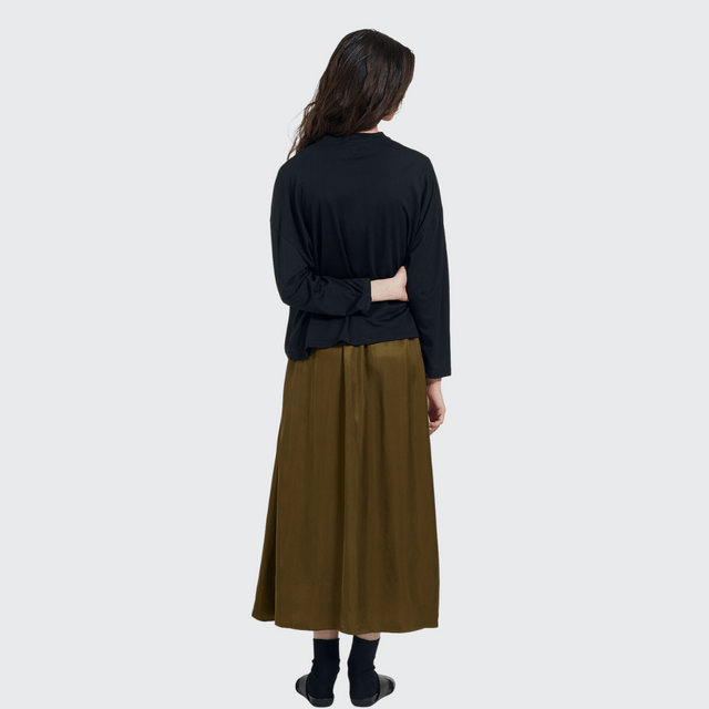 MASKA | Ria Cupro Skirt | Lizard Green