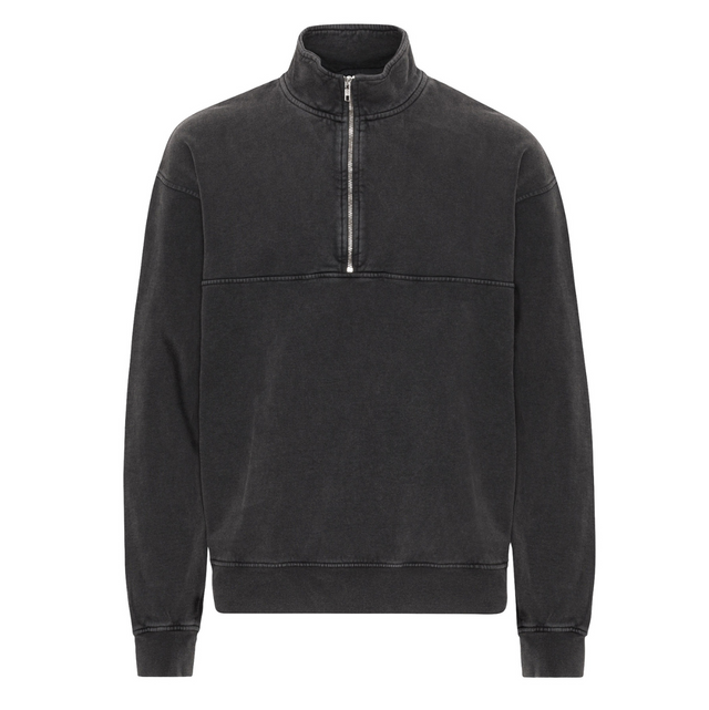 Colorful Standard| Organic Cotton Quarter Zip Sweatshirt l Faded Black