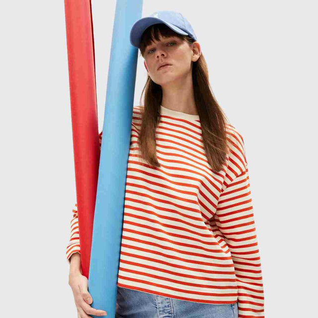 Armedangels | Frankaa Stripe Sweatshirt | Red