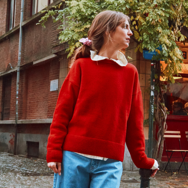 Poudre Organic | PULL AZALEE Sweater | Scarlett Red