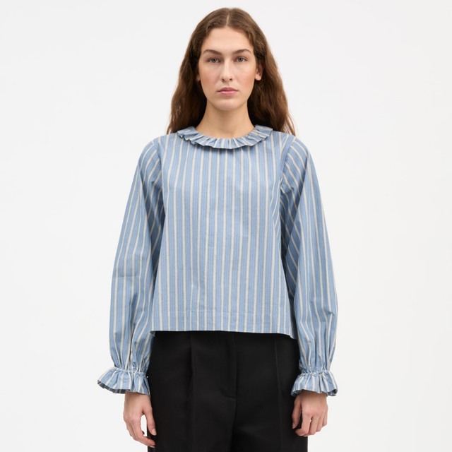 SKALL | Cornflower Blouse | Blue/black/white Stripe