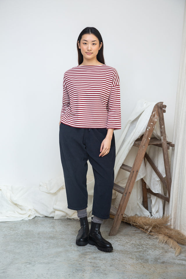 Beaumont Organic | LEIA-SUE Top | Burgundy Stripe