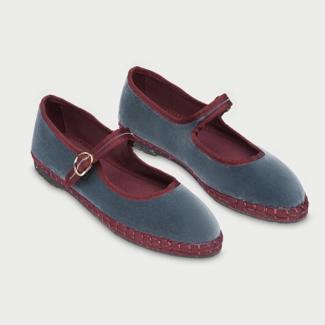 FLABELUS | GEORGINA Velvet Pumps | Grey/Burgundy