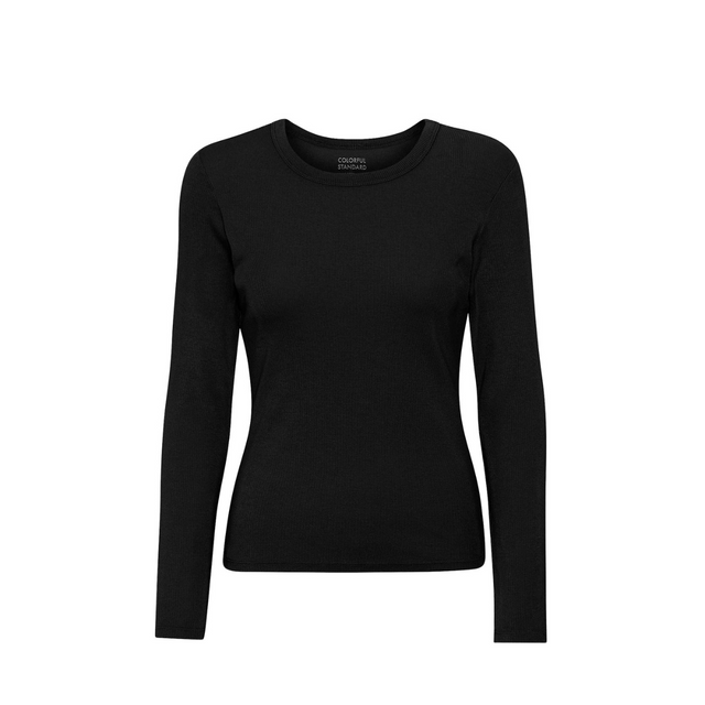 Colorful Standard | Rib Long Sleeve Top | Deep Black