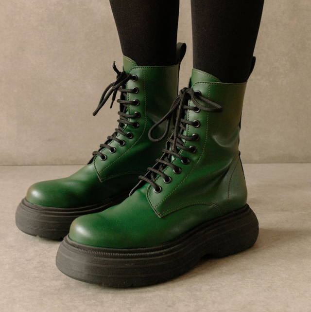 Alohas | Vegan Gouache Combat Boot Cucumber Green