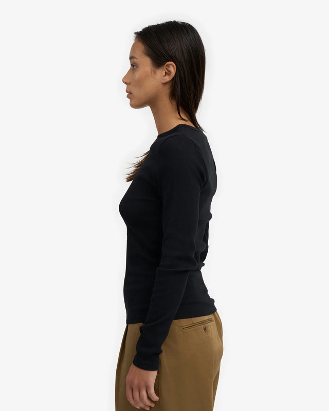 Colorful Standard | Rib Long Sleeve Top | Deep Black