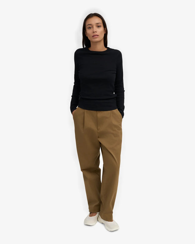 Colorful Standard | Rib Long Sleeve Top | Deep Black