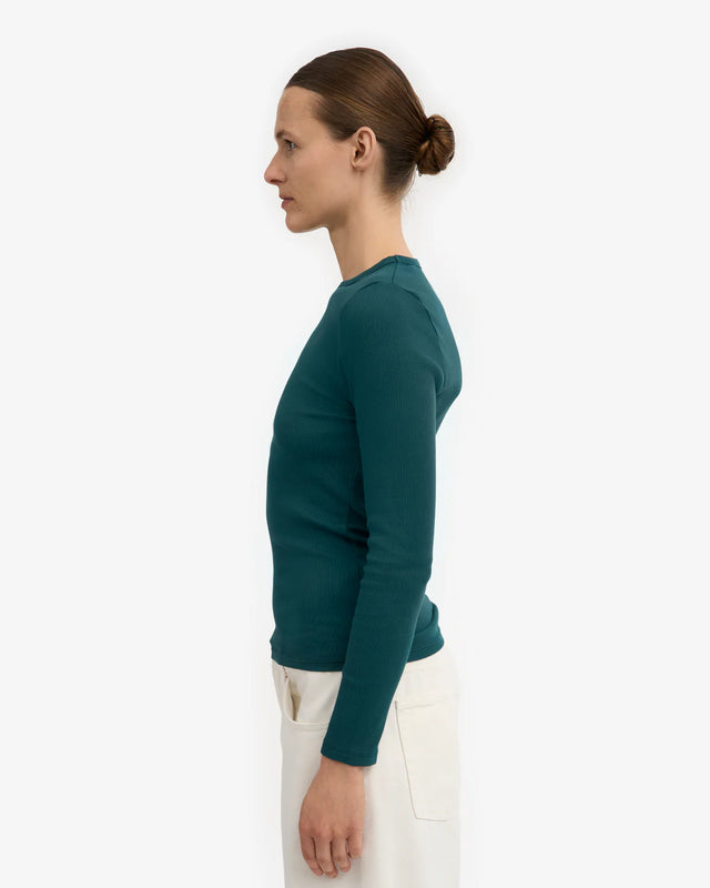 Colorful Standard | Rib Long Sleeve Top | Ocean Green