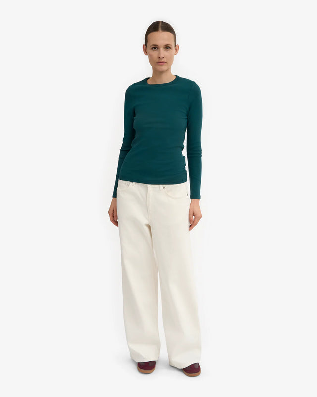 Colorful Standard | Rib Long Sleeve Top | Ocean Green