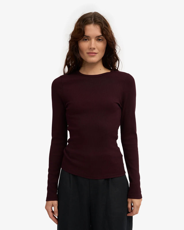 Colorful Standard | Rib Long Sleeve Top | Oxblood Red