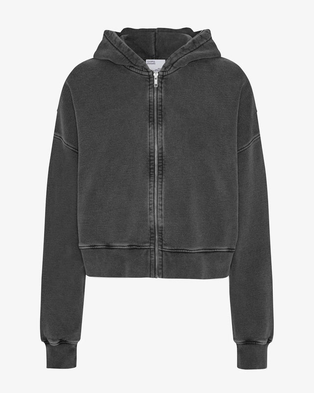 Colorful Standard | Crop Zip Hood | Faded Black