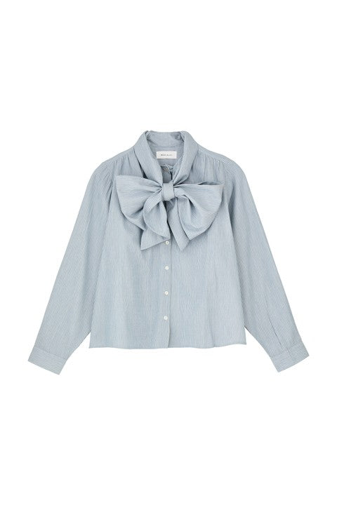 Skall Studio | Dalia Bow Shirt | Tiny Blue Stripe