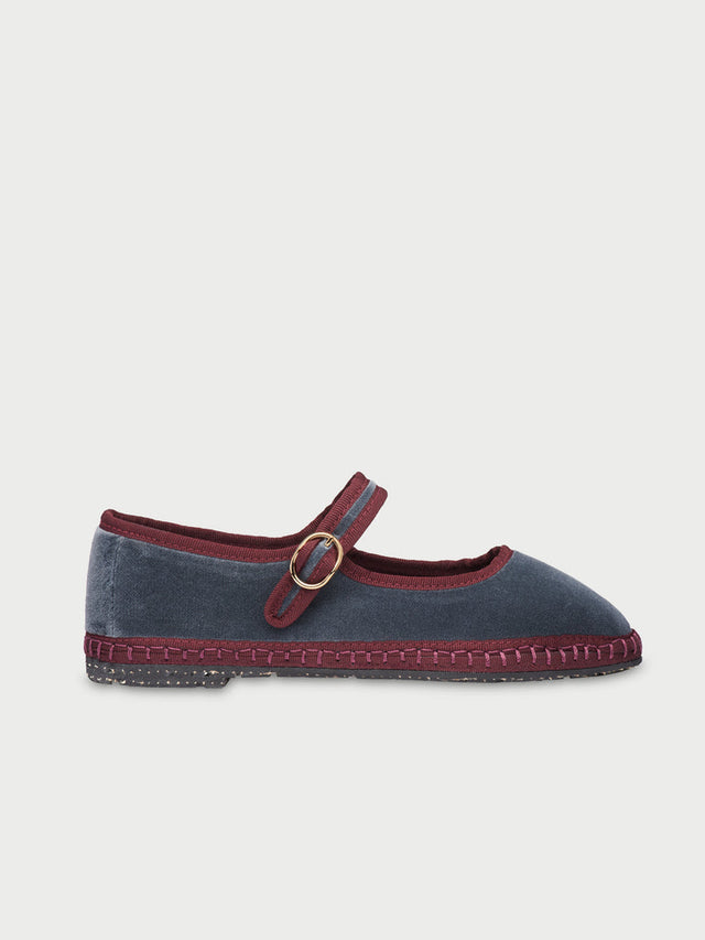 FLABELUS | GEORGINA Velvet Pumps | Grey/Burgundy