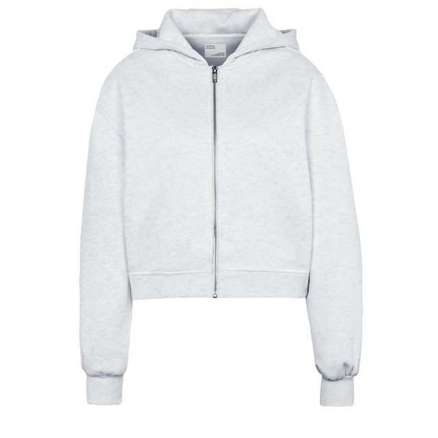 Colorful Standard | Crop Zip Hood | Snow Melange