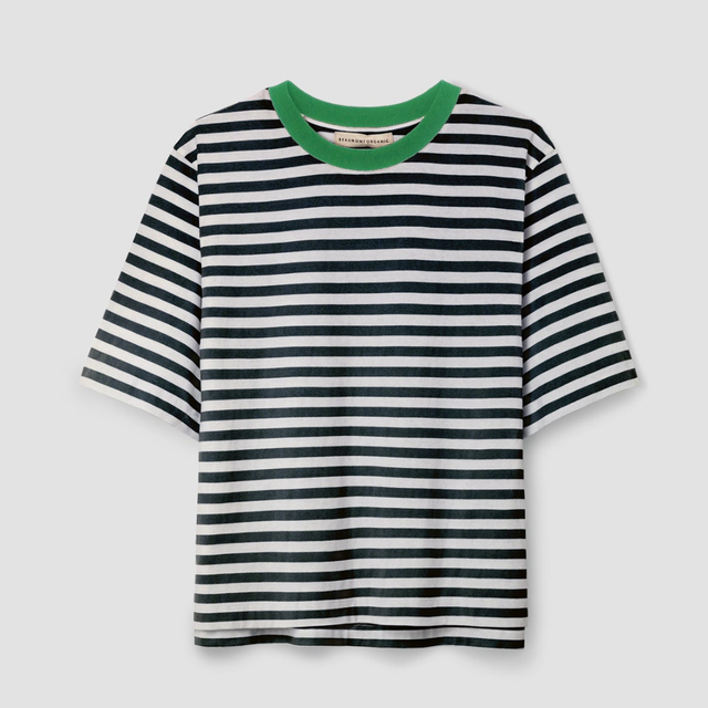 Beaumont Organic | BAY-SUE T- Shirt | Stripe Green Detail