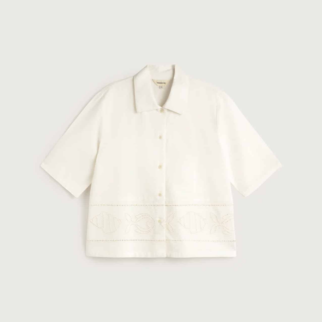 Thinking Mu | ANE Blouse | White Vainica