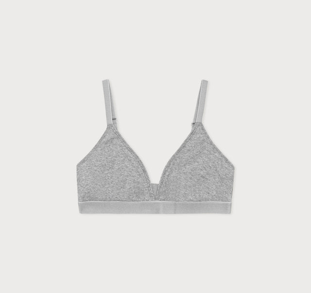 Organic Basics | True Rib Triangle Bra | Grey Melange