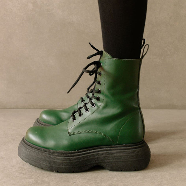Alohas | Vegan Gouache Combat Boot Cucumber Green