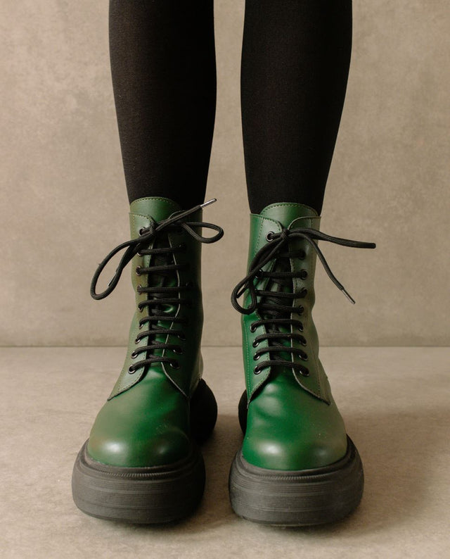 Alohas | Vegan Gouache Combat Boot Cucumber Green