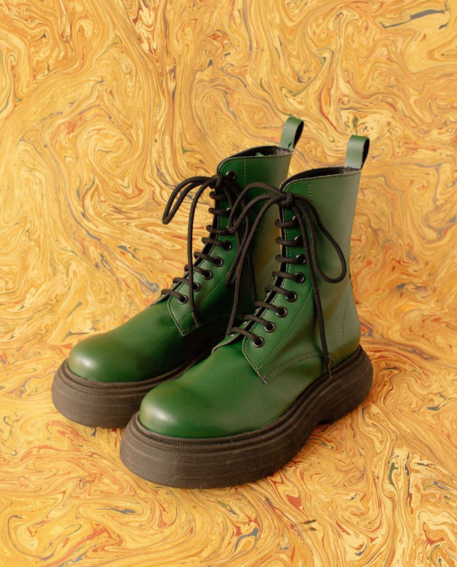 Alohas | Vegan Gouache Combat Boot Cucumber Green