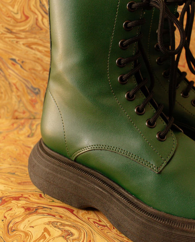 Alohas | Vegan Gouache Combat Boot Cucumber Green