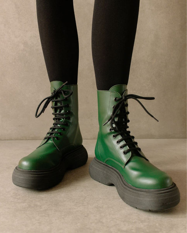 Alohas | Vegan Gouache Combat Boot Cucumber Green