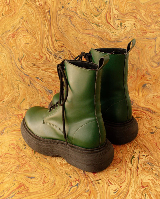 Alohas | Vegan Gouache Combat Boot Cucumber Green