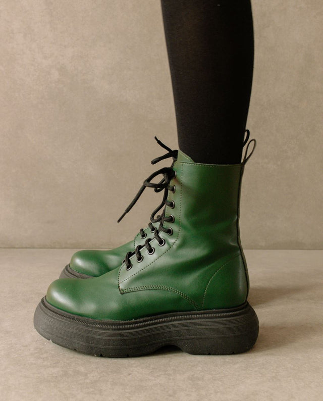 Alohas | Vegan Gouache Combat Boot Cucumber Green