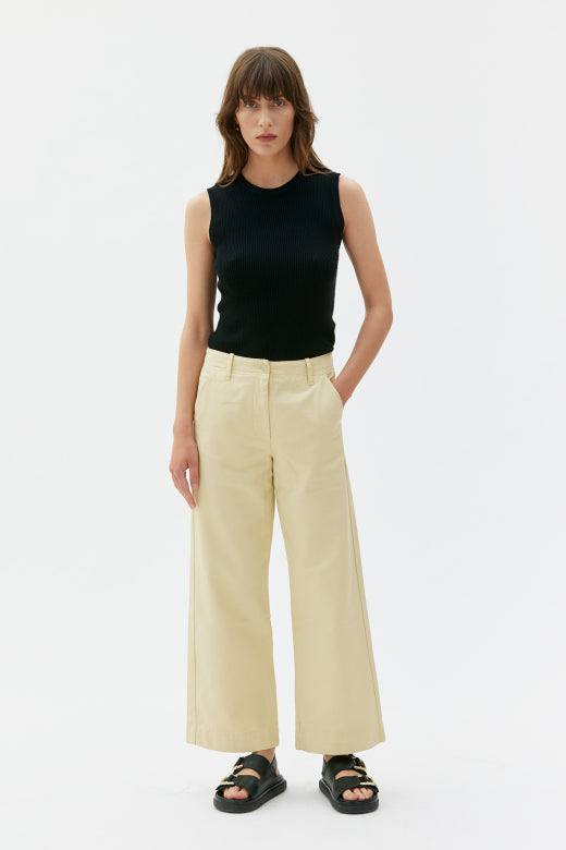MASKA| LAILA Recycled Cotton Trouser | Pale Yellow