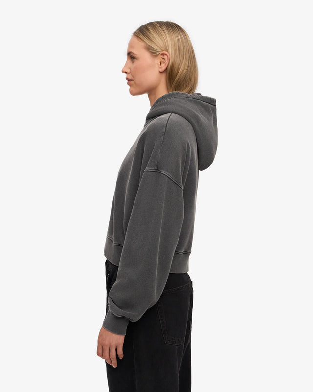 Colorful Standard | Crop Zip Hood | Faded Black