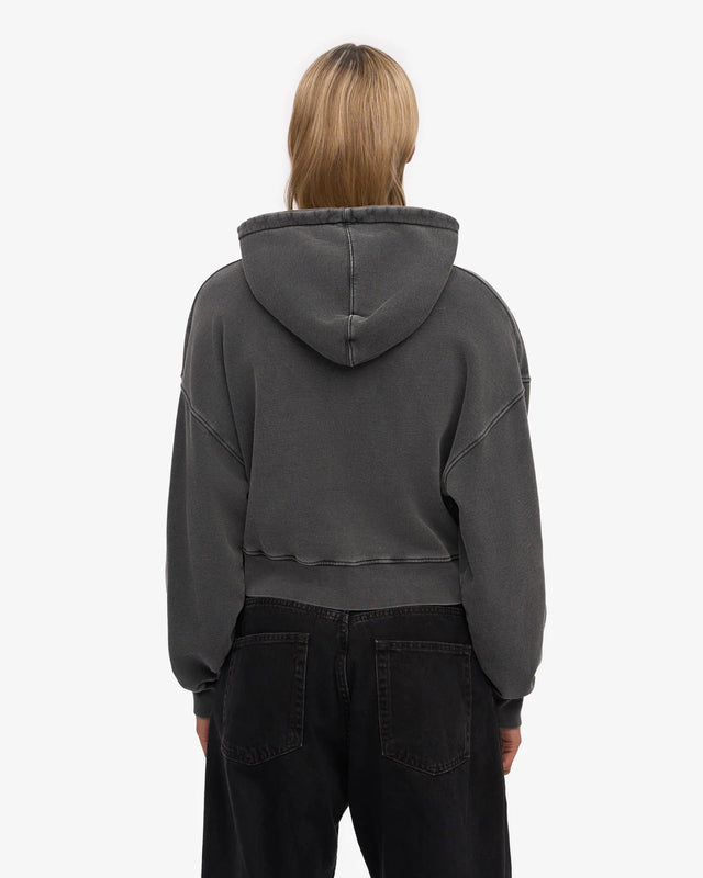 Colorful Standard | Crop Zip Hood | Faded Black