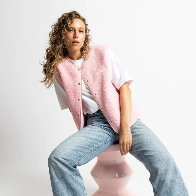VIVI MARI | Teddy Fleece Vest | Pale Pink