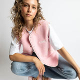 VIVI MARI | Teddy Fleece Vest | Pale Pink
