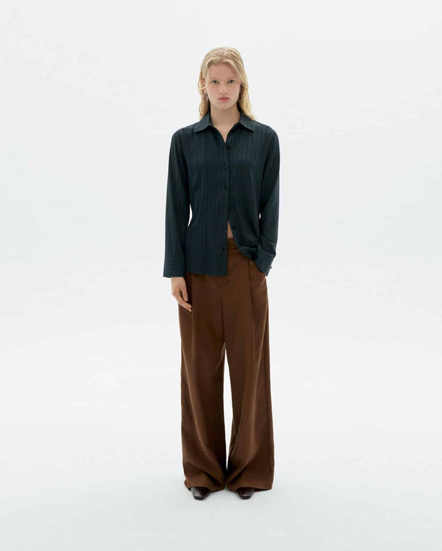 Thinking Mu | KATHA Blouse | Dark Green