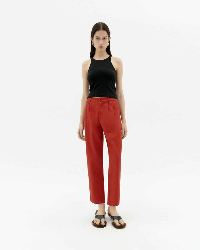Thinking Mu | Rina Hemp Trouser | Orange Red