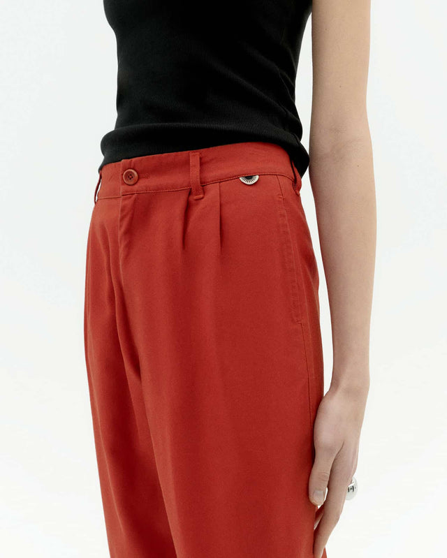 Thinking Mu | Rina Hemp Trouser | Orange Red