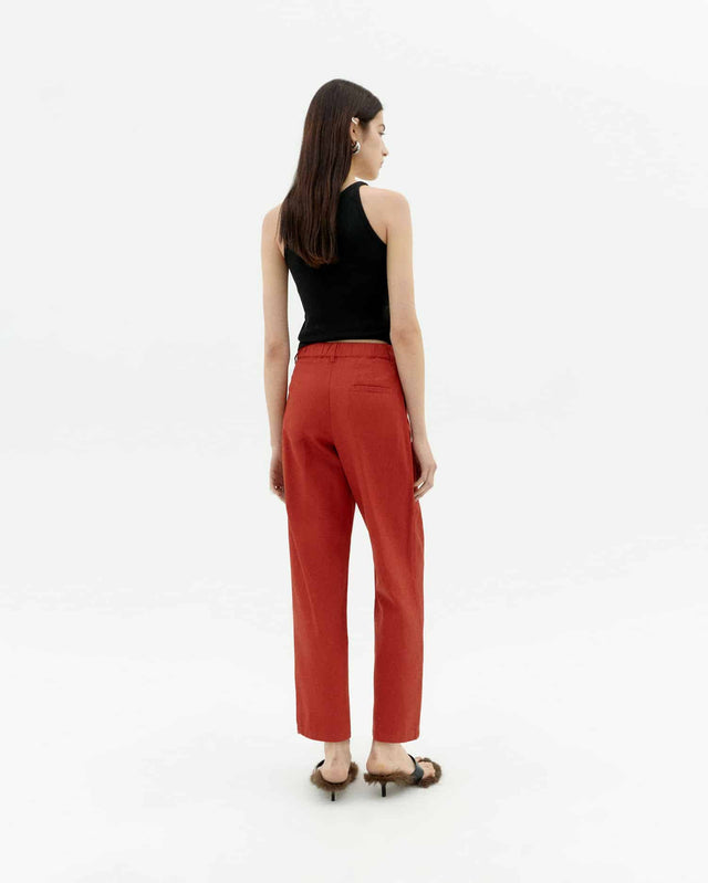 Thinking Mu | Rina Hemp Trouser | Orange Red