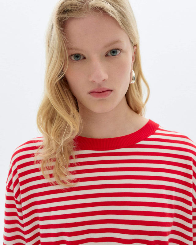 Thinking Mu | EMILY Long Sleeve T-shirt | Red Stripes