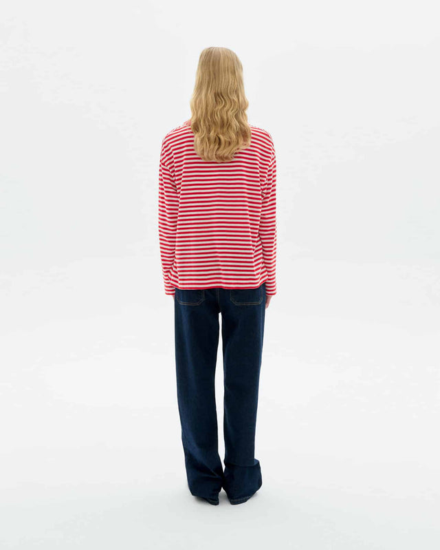 Thinking Mu | EMILY Long Sleeve T-shirt | Red Stripes