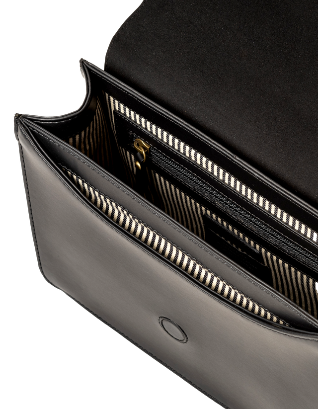 Audrey Vegan Apple Leather Satchel | Black