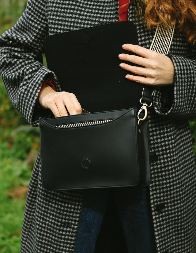 Audrey Vegan Apple Leather Satchel | Black