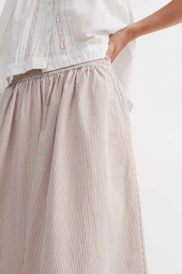 Skall Studio | GINNY Skirt | Warm Beige/White Stripe