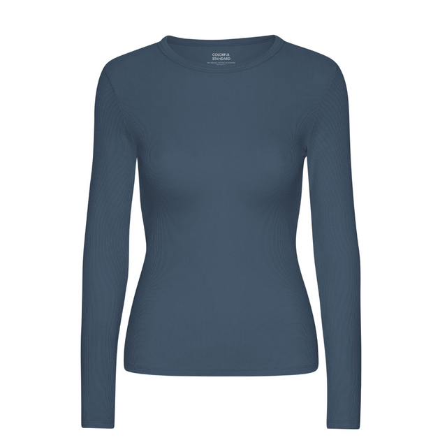 Colorful Standard | Rib Long Sleeve Top | Petrol Blue