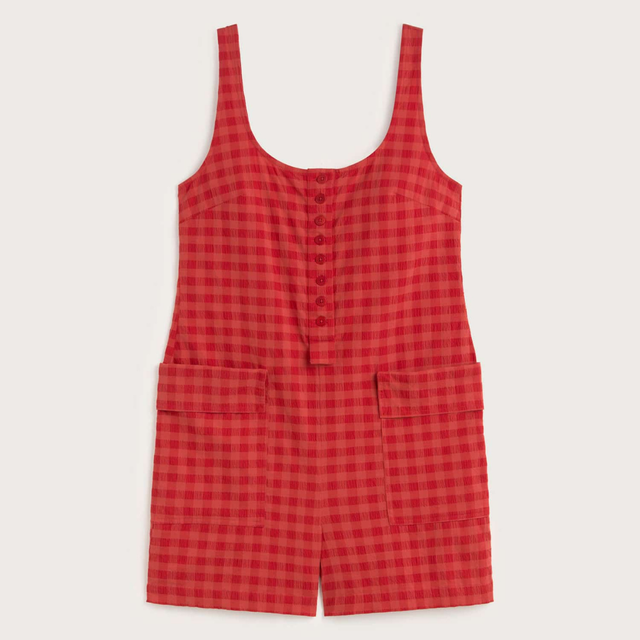 Thinking Mu | MAUD Seersucker Jumpsuit | Red Check