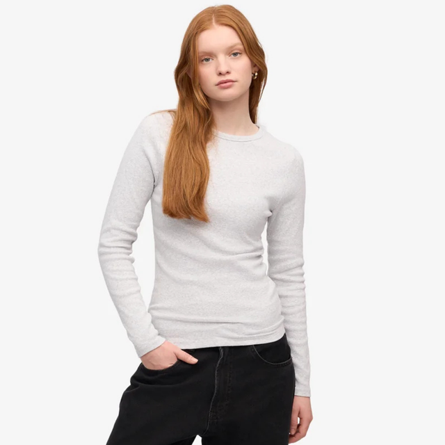 Colorful Standard | Rib Long Sleeve Top | Snow Melange