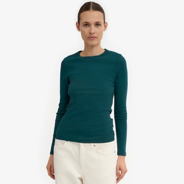Colorful Standard | Rib Long Sleeve Top | Ocean Green