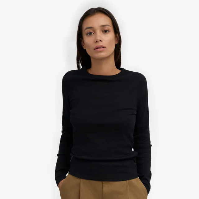 Colorful Standard | Rib Long Sleeve Top | Deep Black