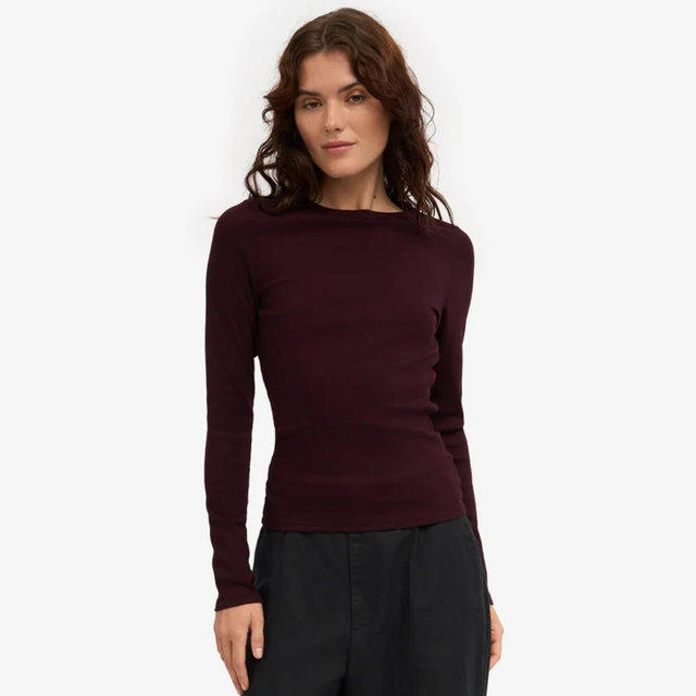 Colorful Standard | Rib Long Sleeve Top | Oxblood Red